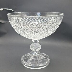 Vintage Lead Crystal Diamond Cut 6" Footed Fruit Candy Bowl